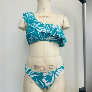 Blue Floral Ruffle Set